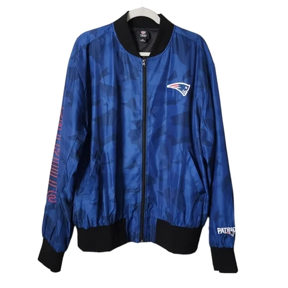 NFL TEAM x PATRIOTS windbreaker‎ logo jacket in blue full zip size 2XL - Picture 9 of 10